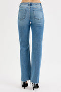 Tina Tummy Control High Rise Wide Leg Raw Cut Hem Jeans by Boutique 23