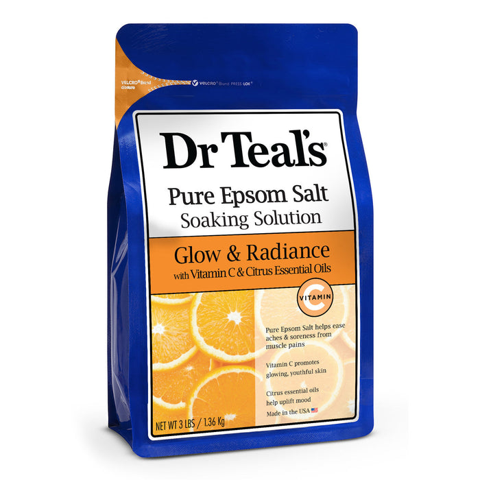 Dr Teal's Pure Epsom Salt, Glow & Radiance, Vitamin C & Citrus Essential Oils 3 Lb by Pasteur Pharmacy