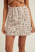 Floral Mini Skirt - Champagne by Boutique 23