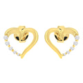 14K Yellow Gold 1/8 Cttw Diamond Journey Heart Hoop Earrings (K-L Color, I1-I2 Clarity) by Bids.com