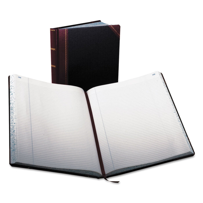 Boorum & Pease Extra-Durable Bound Book, Single-Page Record-Rule Format, Black/Maroon/Gold Cover, 13.78 x 9.5 Sheets, 300 Sheets/Book