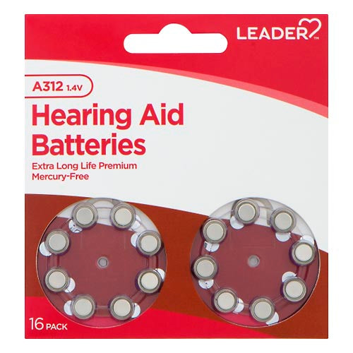 Leader Hearing Aid Batteries, A312, 1.4 Volts, 16 Pack by Pasteur Pharmacy