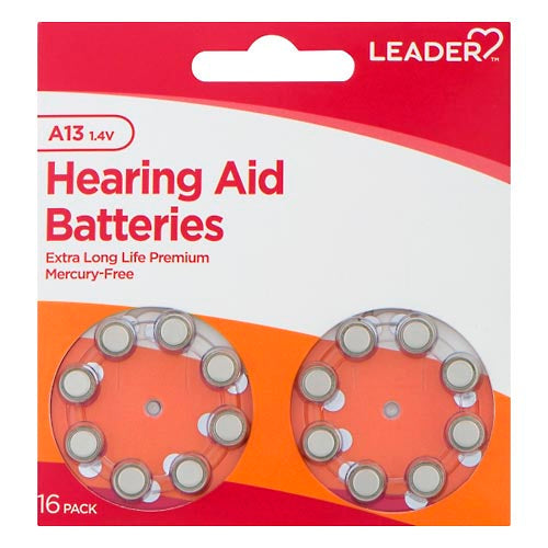 Leader Hearing Aid Batteries, A13, 1.4 Volts, 16 Pack by Pasteur Pharmacy