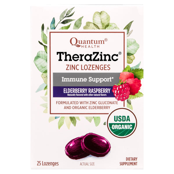 Quantum Health TheraZinc Zinc Lozenges Elderberry Raspberry by Pasteur Pharmacy