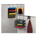 Fellowes Mesh Partition Additions Three-Tray Organizer, 11.13 x 14 x 14.75, Over-the-Panel/Wall Mount, Black