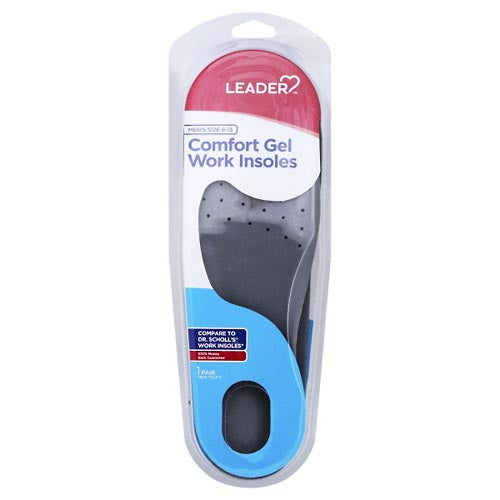 Leader Comfort Gel Work Insoles Men S Size 8-13 One Pair by Pasteur Pharmacy