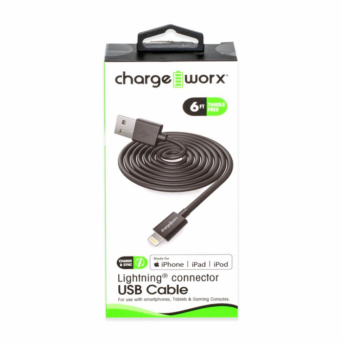 Chargeworx 6ft Lightning to USB Cable - Black, 1 ct by Pasteur Pharmacy