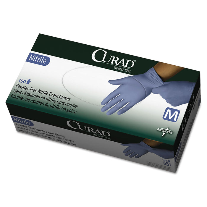 Curad Nitrile Exam Glove, Powder-Free, Medium, 150/Box