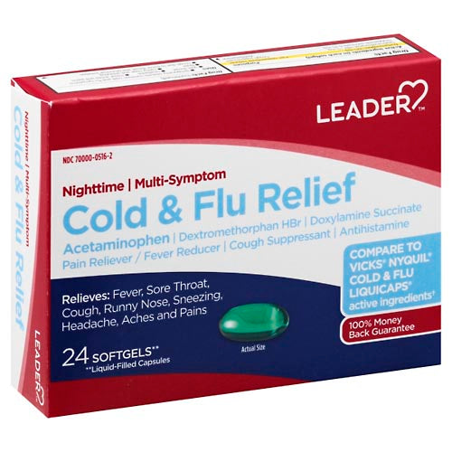 Leader Nighttime Multi-Symptom Cold And Flu Relief Softgels by Pasteur Pharmacy