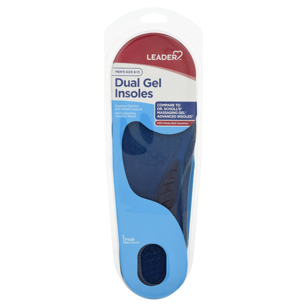 Leader Insoles, Dual Gel, Men's Size 8-13 by Pasteur Pharmacy