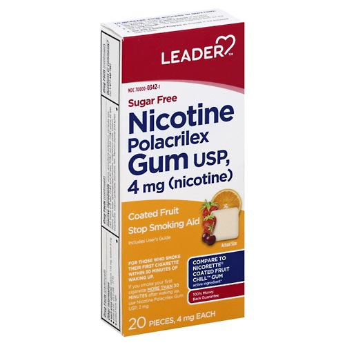 Leader Nicotine Gum Stop Smoking Aid Sugar Iced Mint Flavor 4 Mg Ea by Pasteur Pharmacy