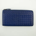 Bottega Veneta Blue Intrecciato Leather L-shaped Zipper Long Wallet #2397 by Bolt Boutique