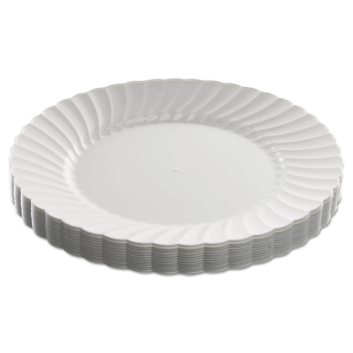 WNA Classicware Plastic Dinnerware Plates, 9" dia, White, 12/Pack