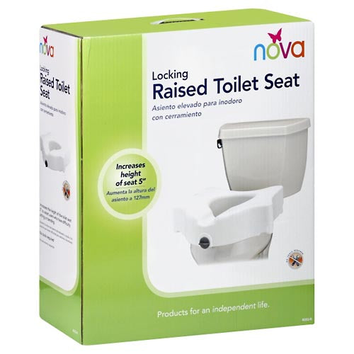 Nova 5" Raised Toilet Seat With Front Lock - White by Pasteur Pharmacy