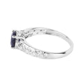1.03 Ct Round Blue Sapphire & Diamond Prong 10k Gold Bridge Engagement Ring by Fine Color Jewels