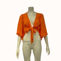 Lulus Friendship Bright Orange Tie-Front Crop Top, Size Large by Vanessa Jane