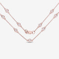 Round Peach Morganite 18K Rose Gold Plated Silver By The Yard Necklace by Fine Color Jewels