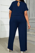 Drawstring Waist Short Sleeve Jumpsuit - Navy by Boutique 23
