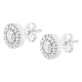 14k White Gold 1 cttw Diamond Halo Stud Earrings (I-J Clarity, I1-I2 Color) by Bids.com