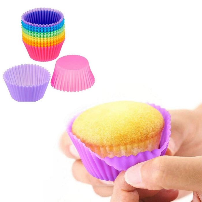24-Pack: Multicolored Reusable Silicone Baking Cups Liner for Cupcakes and Muffins by DailySale