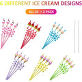 24-Pack: Reusable Ice Cream Straws for Birthday Party Supplies by DailySale