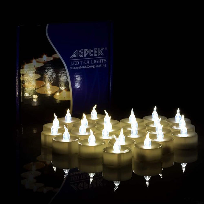 24-Piece: Warm White Tealights Timer Flameless Smokeless Candles by DailySale