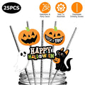 24-Pieces: Halloween Party Striped Decorative Paper Straws by DailySale