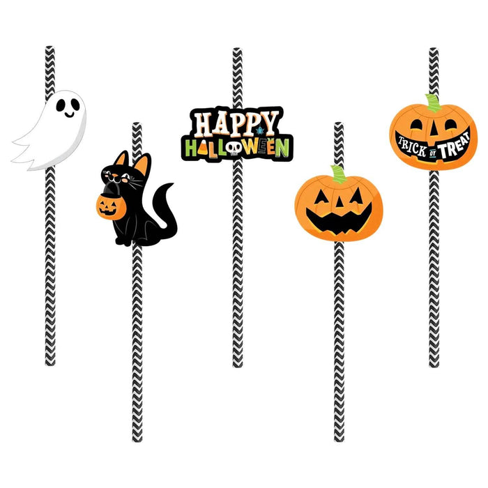 24-Pieces: Halloween Party Striped Decorative Paper Straws by DailySale