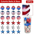 24-Pieces Set: Hanging Ornaments Ball Star Patriotic by DailySale