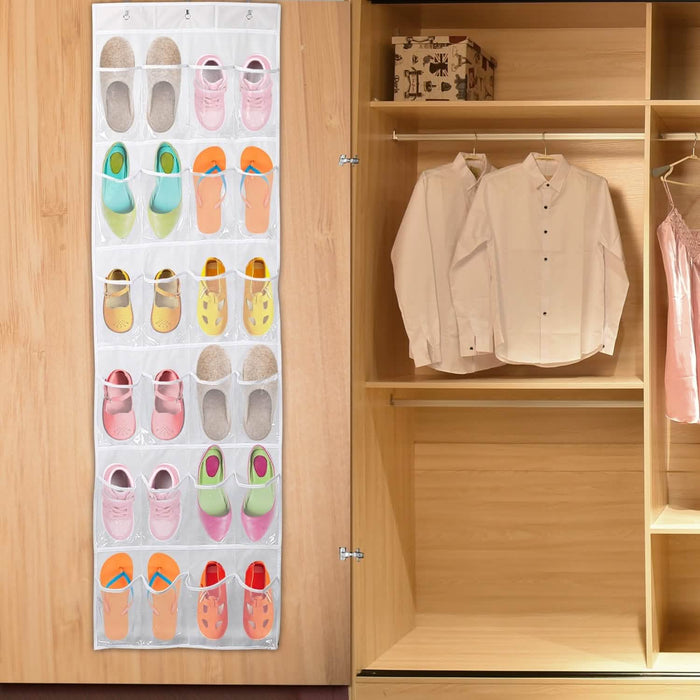 24-Pocket: Over the Door Shoes Rack Crystal Clear Organizer by DailySale