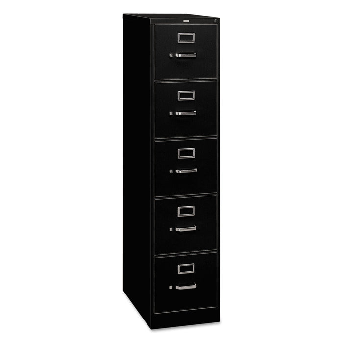 HON 310 Series Vertical File, 5 Legal-Size File Drawers, Black, 18.25" x 26.5" x 60"