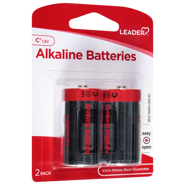 Leader Alkaline C Batteries - 2 Pack - Reliable All-Purpose Power - Compare to National Brands by Pasteur Pharmacy