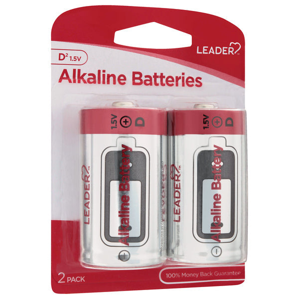 Leader Alkaline D Batteries, Long-Lasting Power (2 Count) by Pasteur Pharmacy