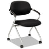 HON HVL303 Nesting Arm Chair, Supports Up to 250 lb, Black Seat/Back, Silver Base