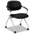 HON HVL303 Nesting Arm Chair, Supports Up to 250 lb, Black Seat/Back, Silver Base