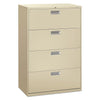 HON Brigade 600 Series Lateral File, 4 Legal/Letter-Size File Drawers, Putty, 36" x 18" x 52.5"