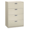 HON Brigade 600 Series Lateral File, 4 Legal/Letter-Size File Drawers, Light Gray, 36" x 18" x 52.5"