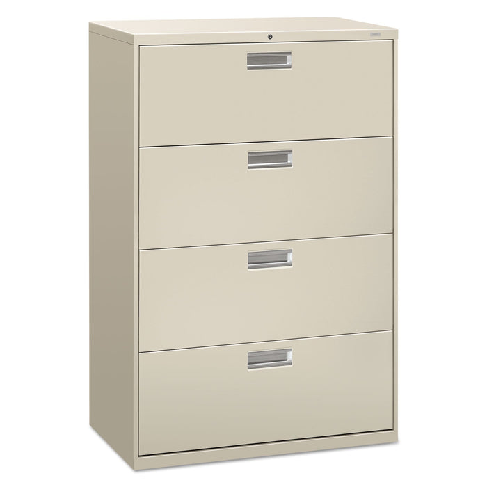 HON Brigade 600 Series Lateral File, 4 Legal/Letter-Size File Drawers, Light Gray, 36" x 18" x 52.5"