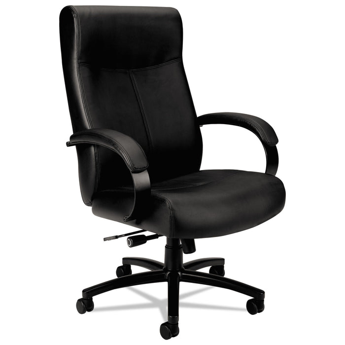 HON Validate Big and Tall Leather Chair, Supports Up to 450 lb, 18.75" to 21.5" Seat Height, Black