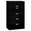 HON Brigade 600 Series Lateral File, 4 Legal/Letter-Size File Drawers, 1 Roll-Out File Shelf, Black, 42" x 18" x 64.25"