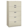HON Brigade 600 Series Lateral File, 4 Legal/Letter-Size File Drawers, 1 Roll-Out File Shelf, Light Gray, 36" x 18" x 64.25"