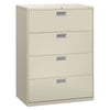 HON Brigade 600 Series Lateral File, 4 Legal/Letter-Size File Drawers, Light Gray, 42" x 18" x 52.5"