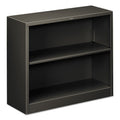 HON Metal Bookcase, Two-Shelf, 34.5w x 12.63d x 29h, Charcoal