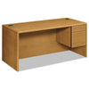 HON 10700 Series "L" Workstation Desk with Three-Quarter Height Pedestal on Right, 66" x 30" x 29.5", Harvest