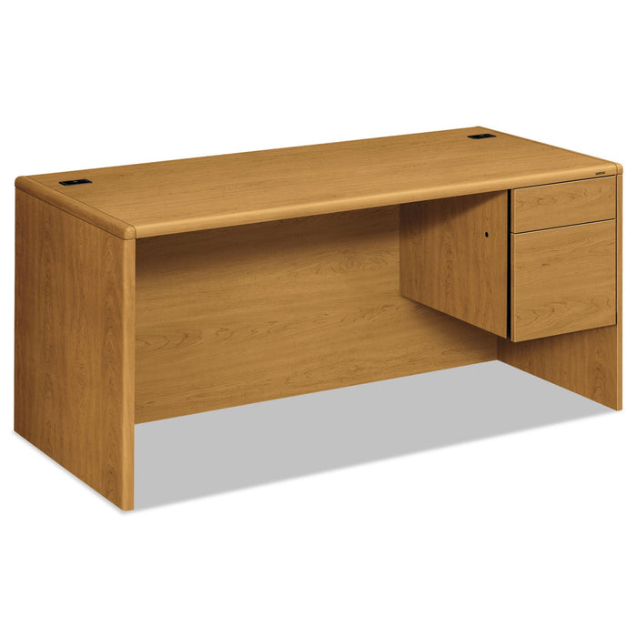 HON 10700 Series "L" Workstation Desk with Three-Quarter Height Pedestal on Right, 66" x 30" x 29.5", Harvest
