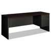 HON 38000 Series Right Pedestal Credenza, 72w x 24d x 29.5h, Mahogany/Charcoal