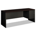 HON 38000 Series Right Pedestal Credenza, 72w x 24d x 29.5h, Mahogany/Charcoal