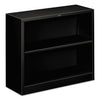 HON Metal Bookcase, Two-Shelf, 34.5w x 12.63d x 29h, Black