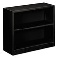 HON Metal Bookcase, Two-Shelf, 34.5w x 12.63d x 29h, Black