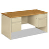 HON 38000 Series Double Pedestal Desk, 60" x 30" x 29.5", Harvest/Putty